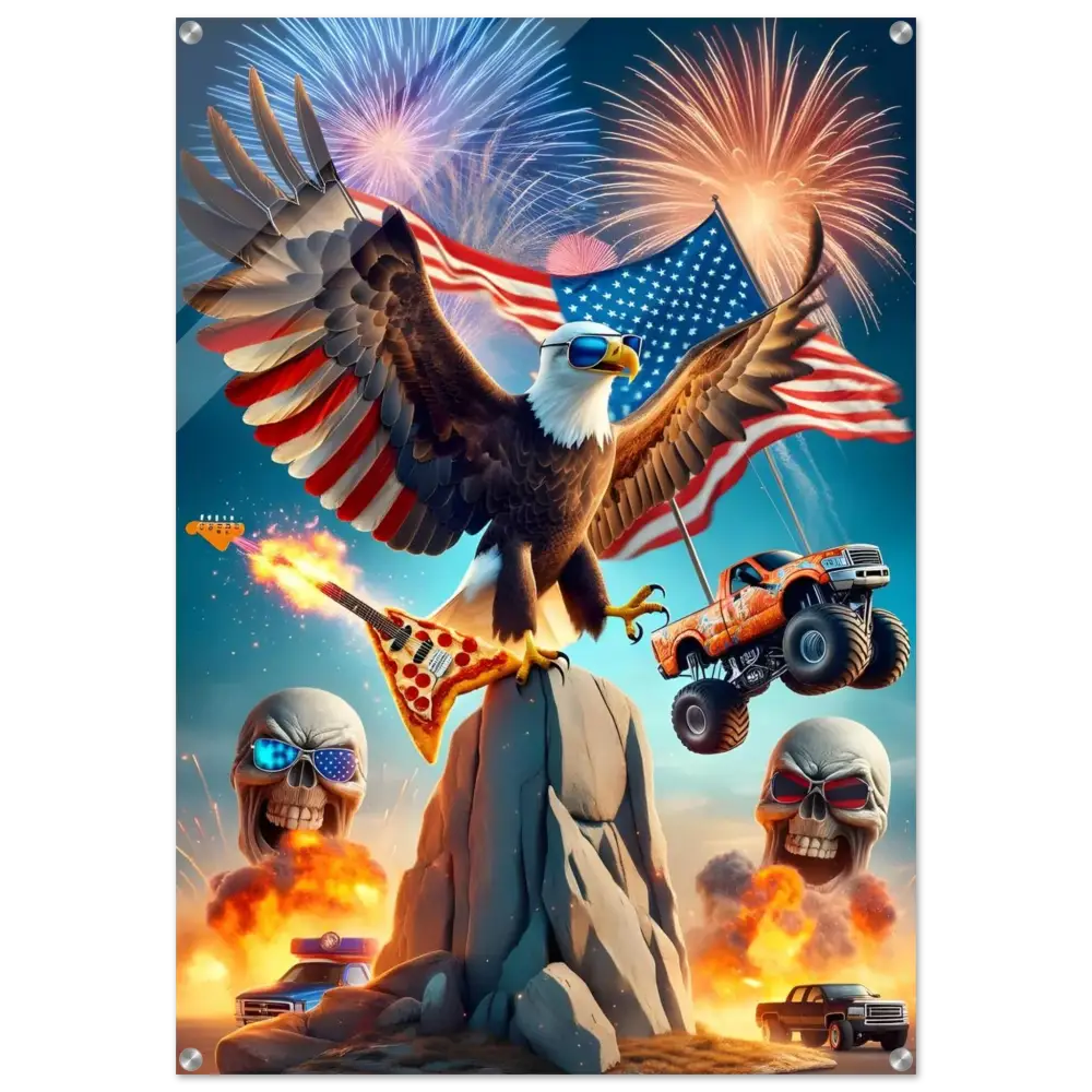 Patriotic American collage on Acrylic Print Freedom Shreds Eternal PixiOnyx Dimensional Glasswork