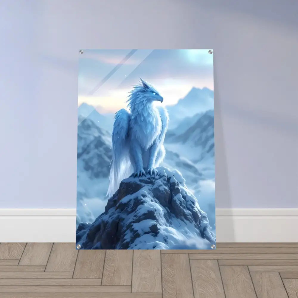 Framed Dragon Artwork on Acrylic Print Frostpeak Gryphon PixiOnyx Fantasy Display