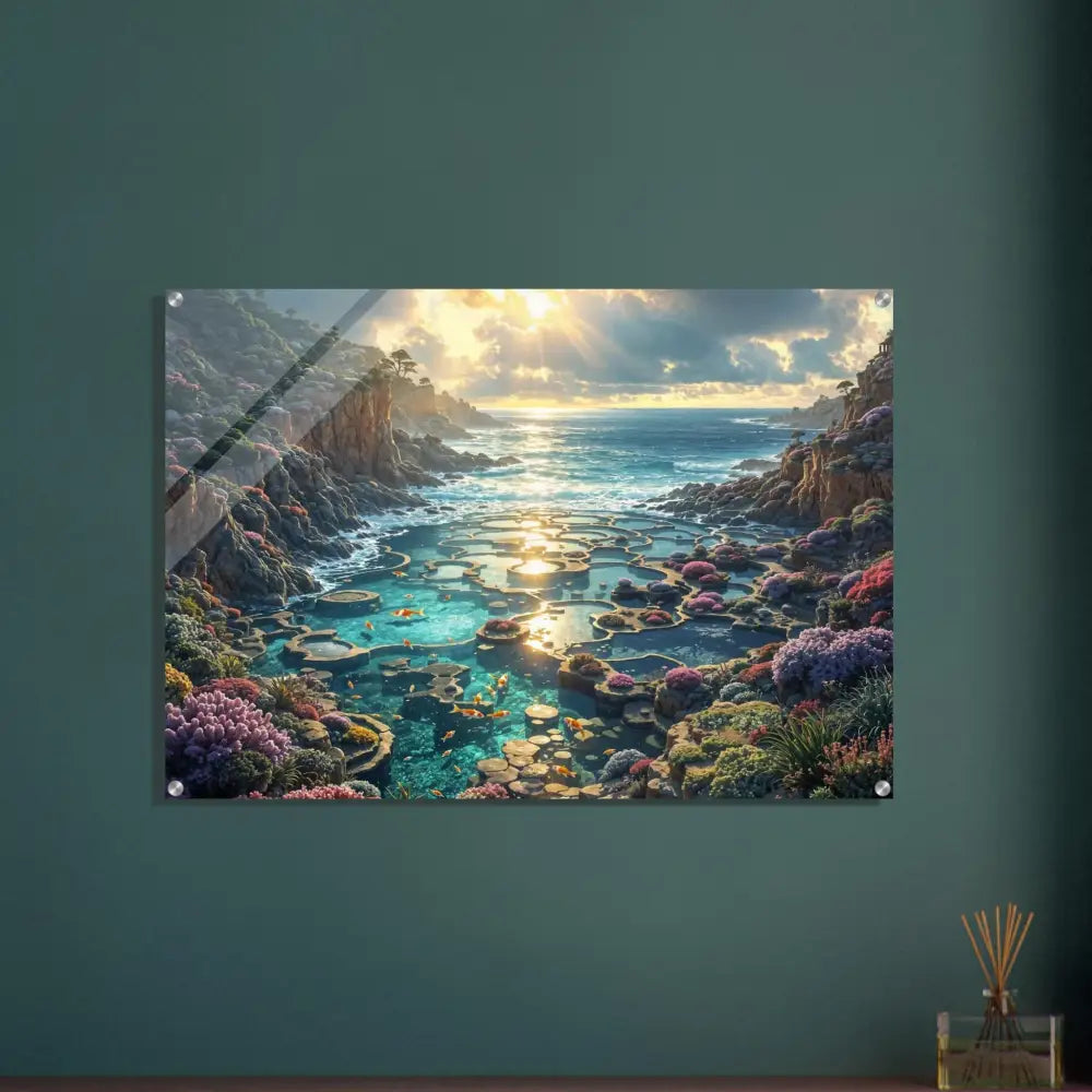Coastal landscape acrylic print from Garden of the Tides PixiOnyx Crystalflow Edition