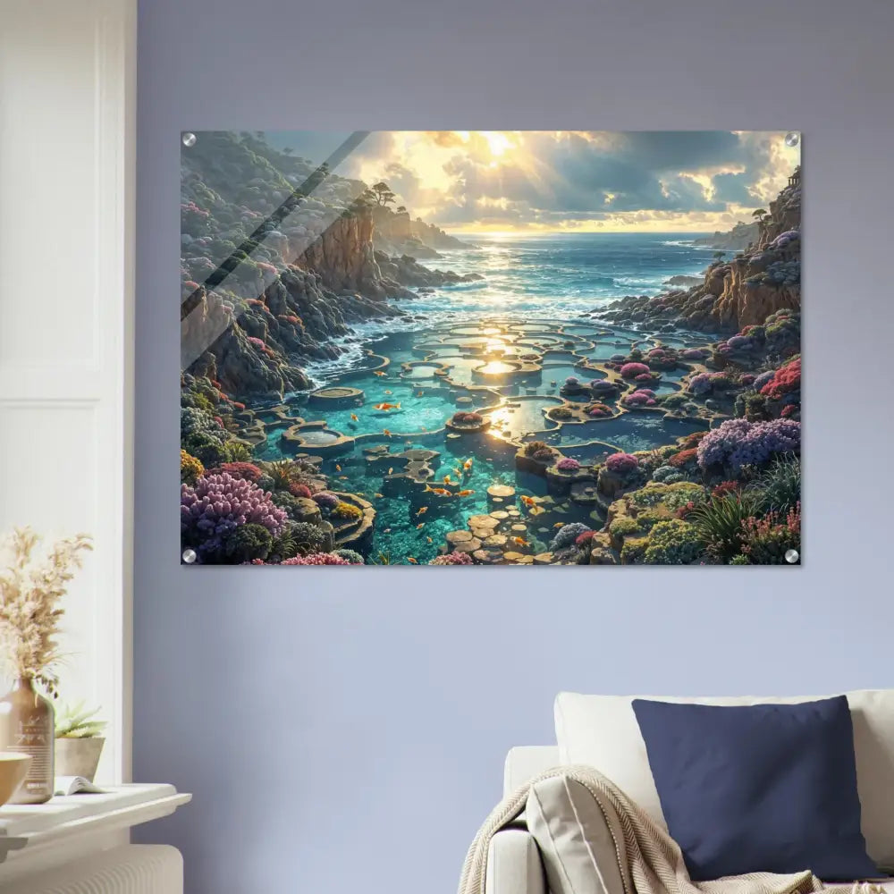 Coastal landscape acrylic print from Garden of the Tides PixiOnyx Crystalflow Edition