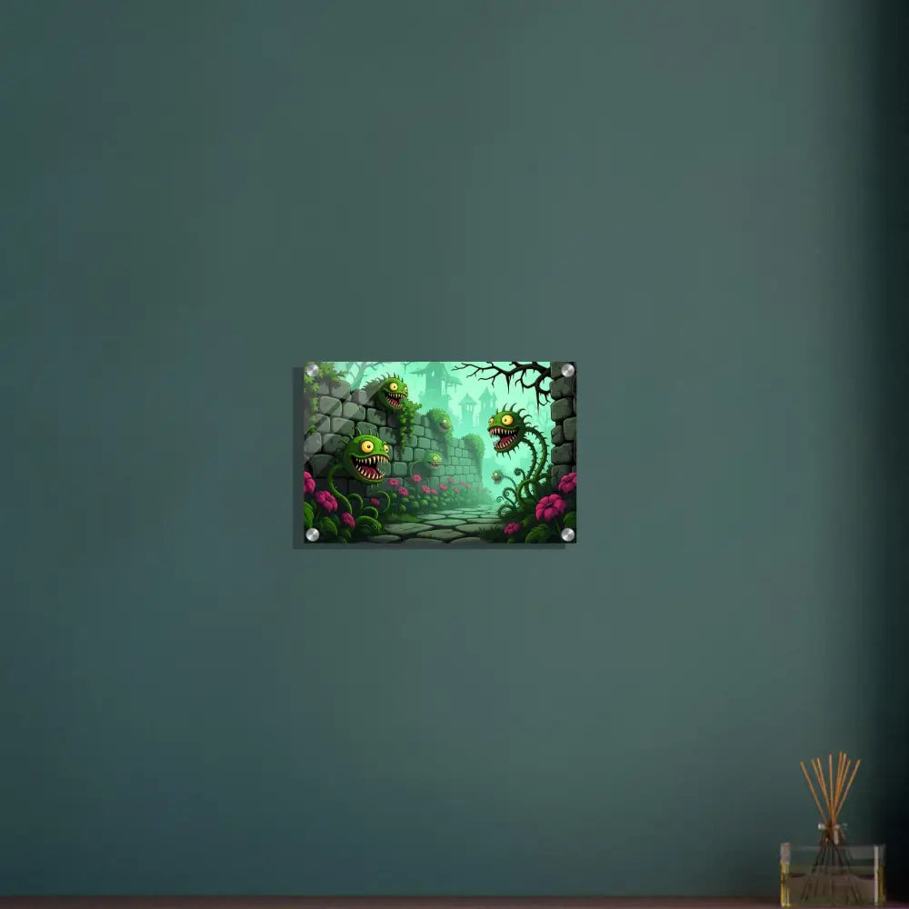 Monster plant wall art Acrylic Print Grinvine Grove PixiOnyx Surreal Fantasy Nature