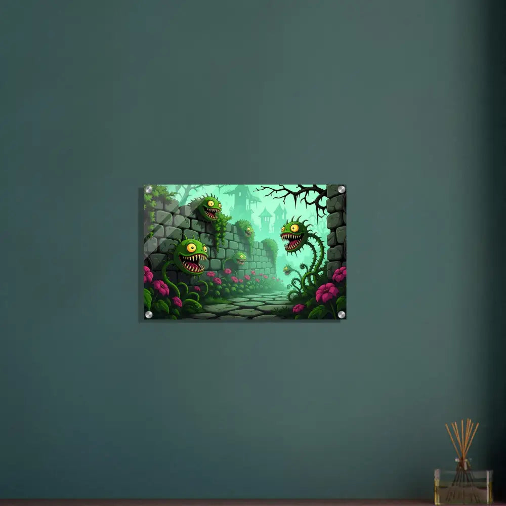 Monster plant wall art acrylic print from Grinvine Grove by PixiOnyx Surreal Fantasy Nature