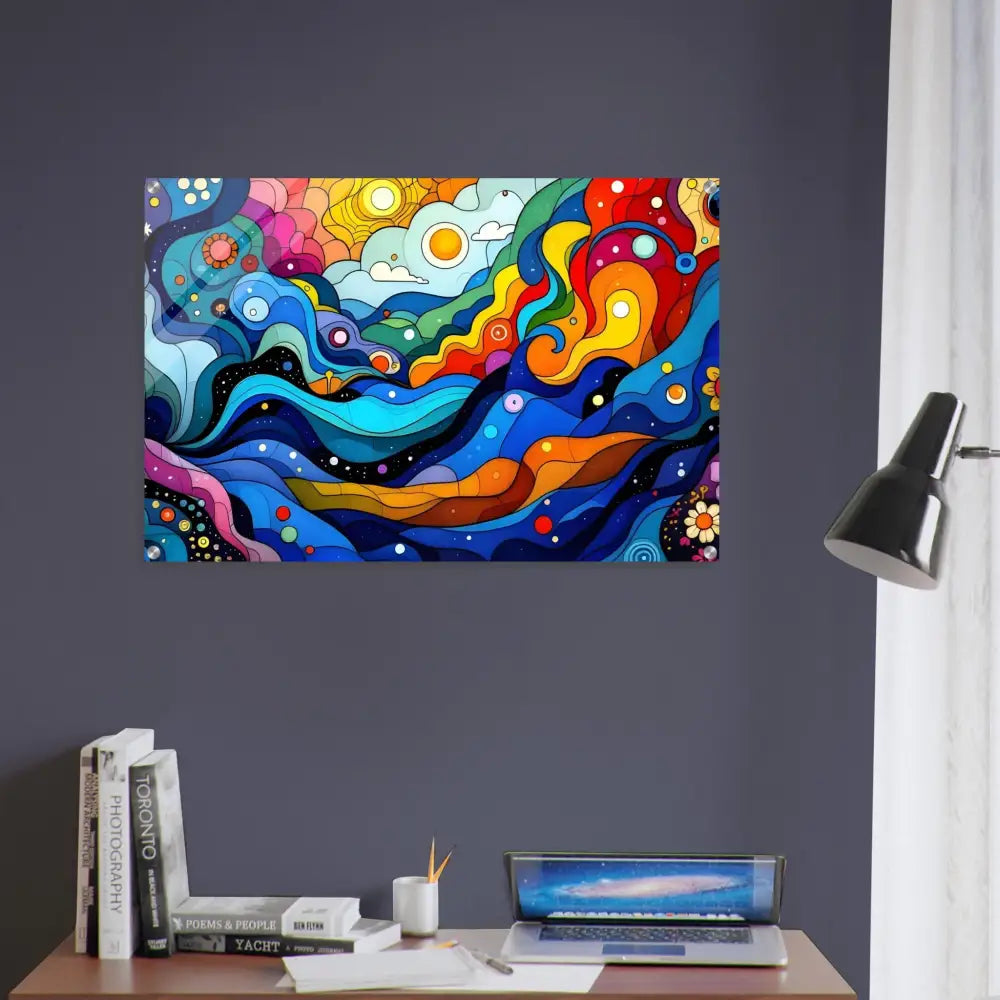 Colorful abstract layered spectrum acrylic wall art for vibrant home decor