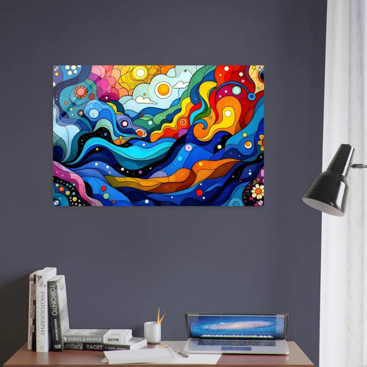 Colorful abstract layered spectrum acrylic wall art for vibrant home decor