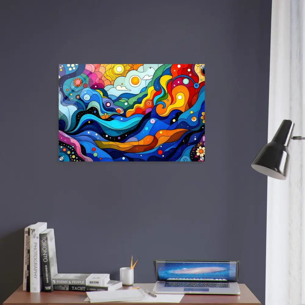 Colorful abstract wall art Acrylic Print Layered Spectrum Abstract Psychedelic Wall Art