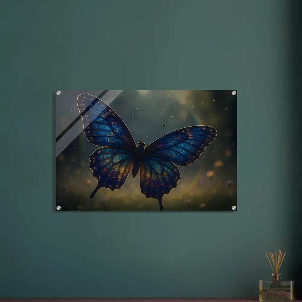 Framed butterfly artwork in Acrylic Print Luminara Ascend PixiOnyx Crystal Lightform of Nature