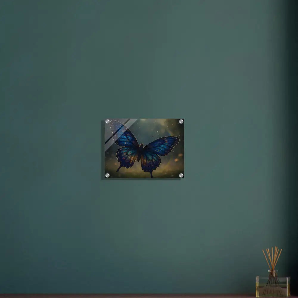 Acrylic print of a vibrant butterfly art design from Luminara Ascend by PixiOnyx Crystal Lightform of Nature