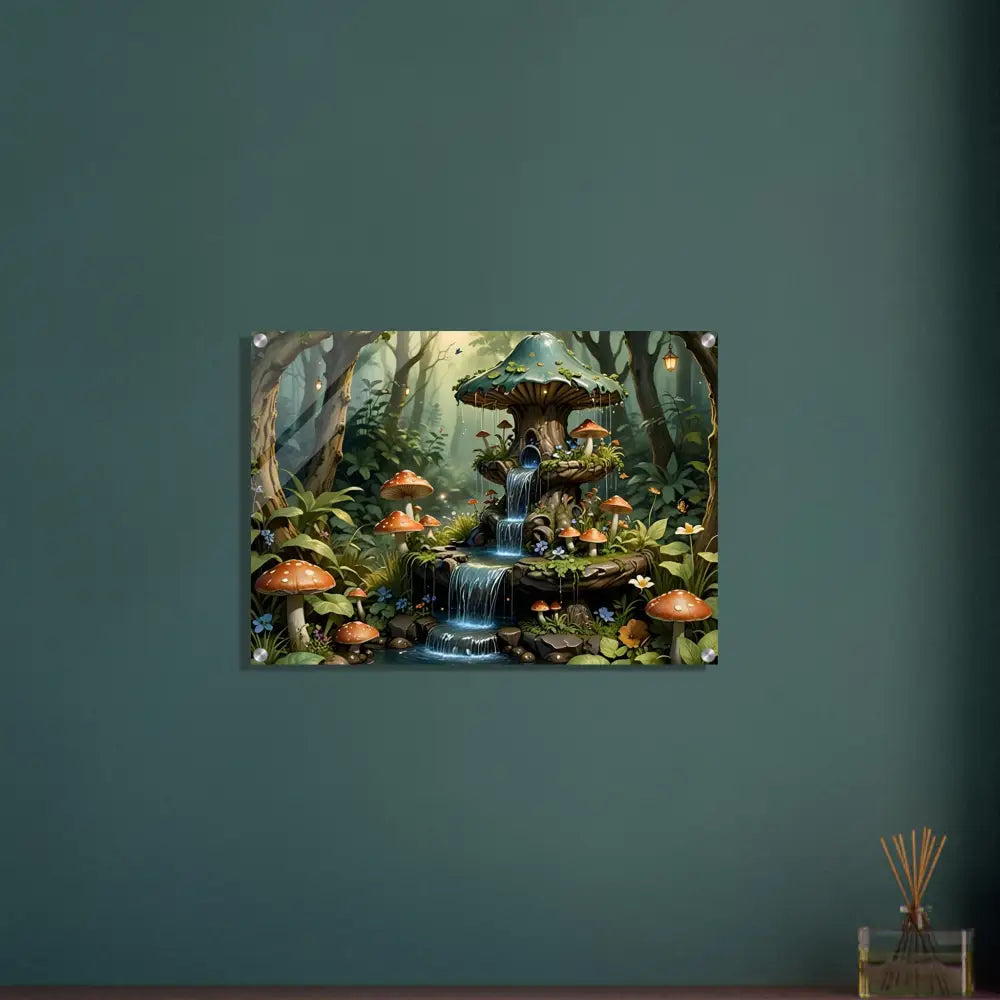 Mushroom-themed wall art Acrylic Print Mushrooms Cascade Shrine PixiOnyx Crystal Fantasy Fusion