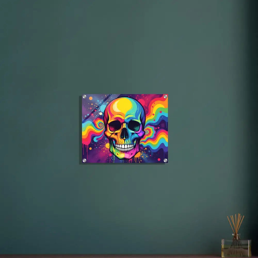 Colorful skull artwork acrylic print Neon Psychedelic Skull PixiOnyx vivid abstract display