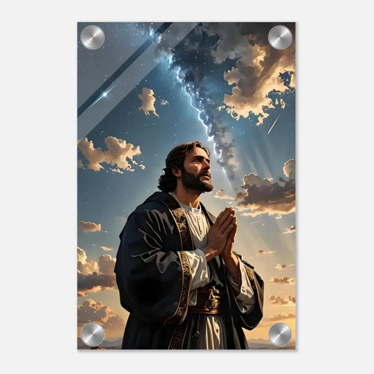 Religious acrylic wall art titled Prayer to the Cosmos by PixiOnyx for spiritual home decor