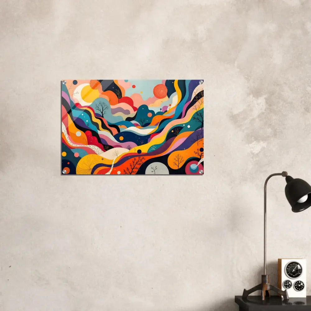 Colorful abstract landscape art acrylic print for Psychedelic Landscape Flowstate PixiOnyx