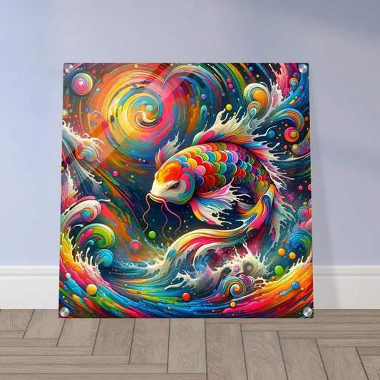 Colorful koi fish art acrylic print Rainbow Koi PixiOnyx Crystal Swirl of Psychedelic Nature