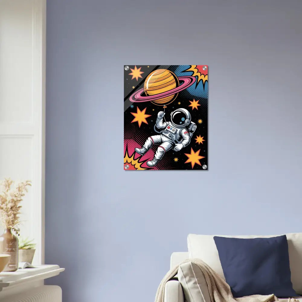Colorful pop art astronaut print with impact light-enhancing depth and rich contrast