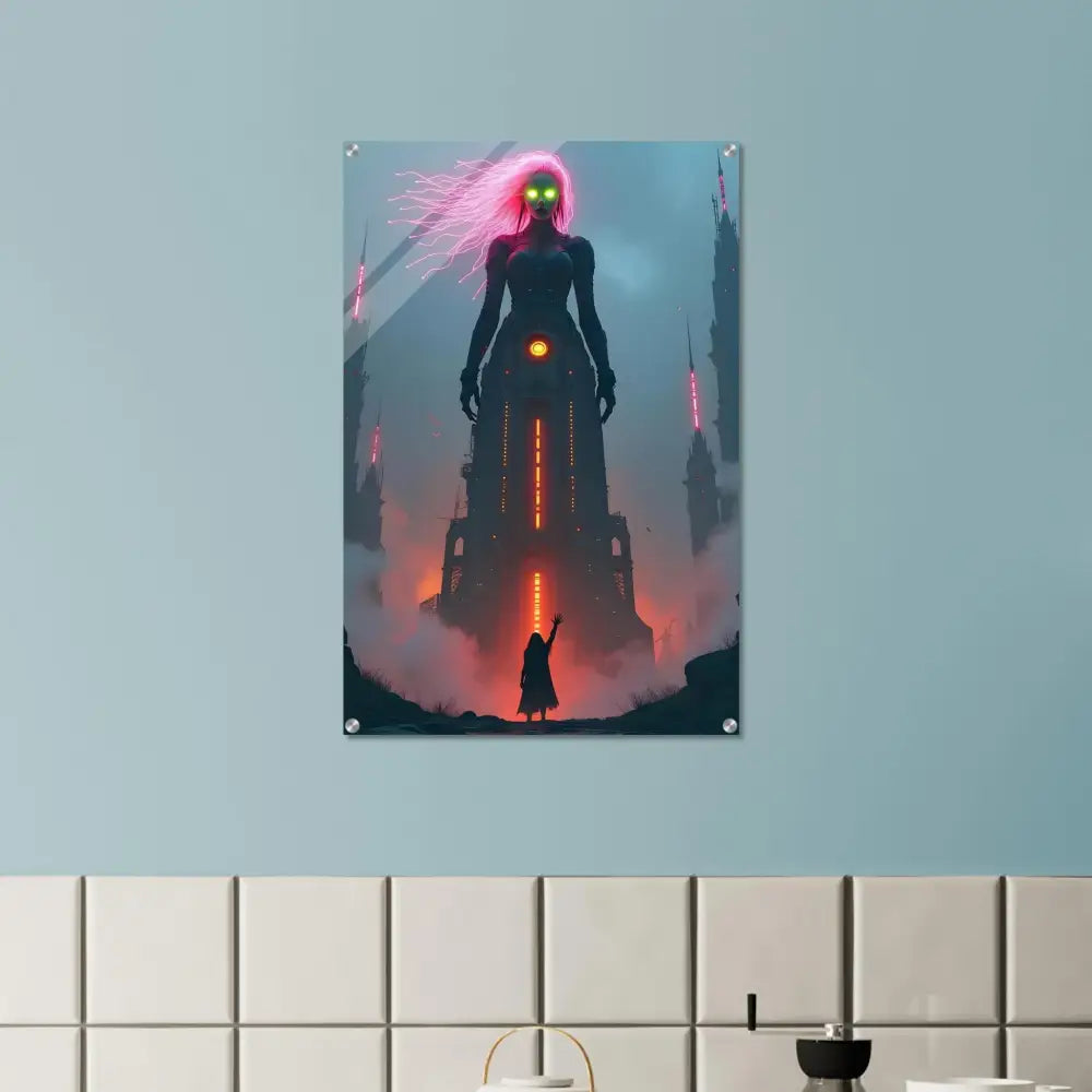Sci-fi fantasy wall art acrylic print for PixiOnyx Futurist Crystal Display
