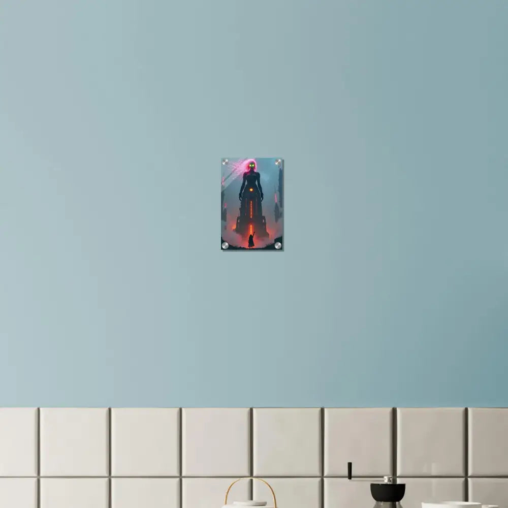 Framed futuristic sci-fi fairytale figure art on Acrylic Print PixiOnyx Futurist Crystal Display