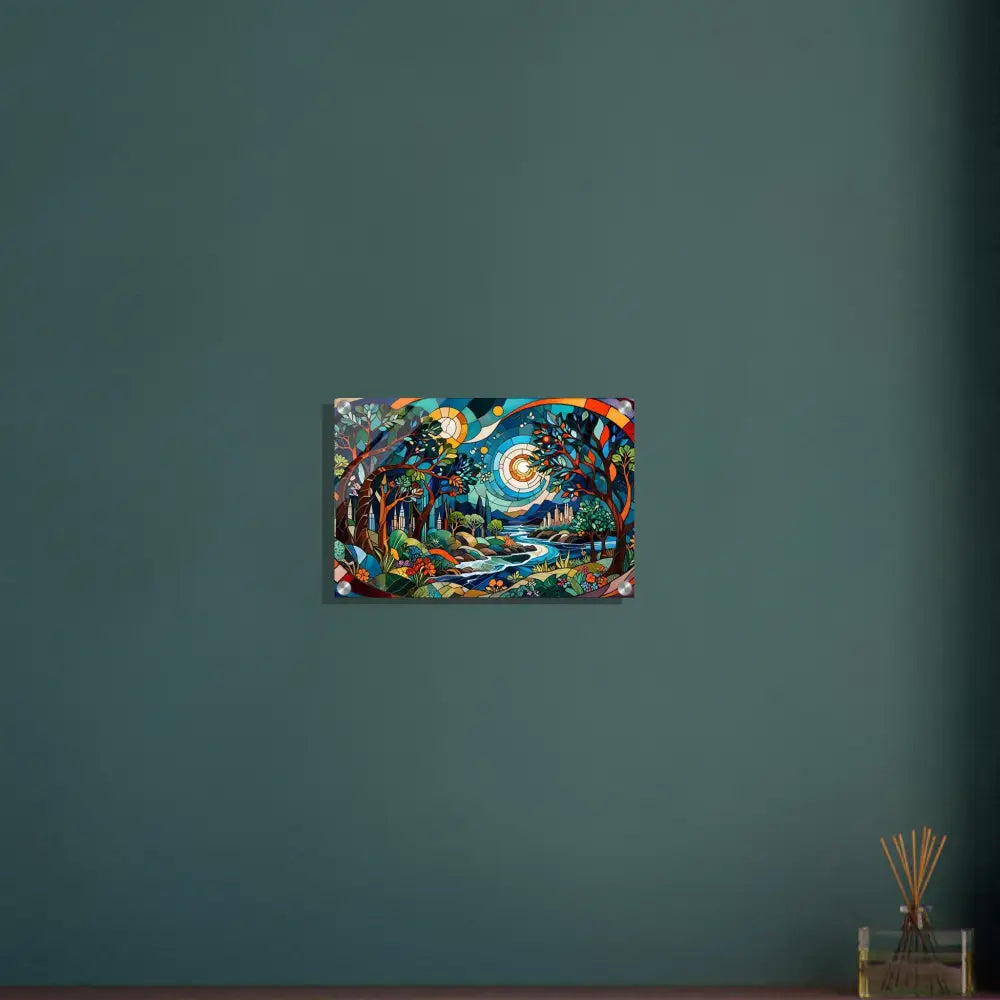 Colorful forest landscape artwork on Acrylic Print Stained Horizon PixiOnyx Abstract Psychedelic Nature Clarity Core Edition