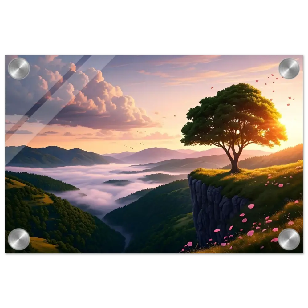 Framed landscape art acrylic print titled The Edge of Dawn by PixiOnyx Crystal Lightscape