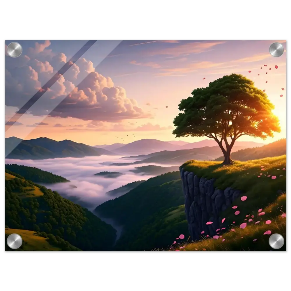Framed landscape painting acrylic print The Edge of Dawn PixiOnyx Crystal Lightscape