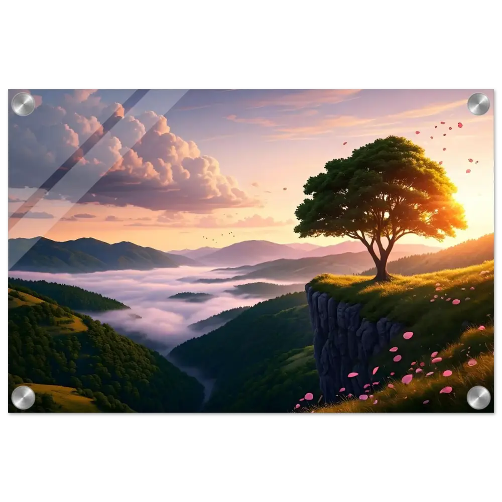 Framed landscape painting acrylic print titled The Edge of Dawn by PixiOnyx Crystal Lightscape