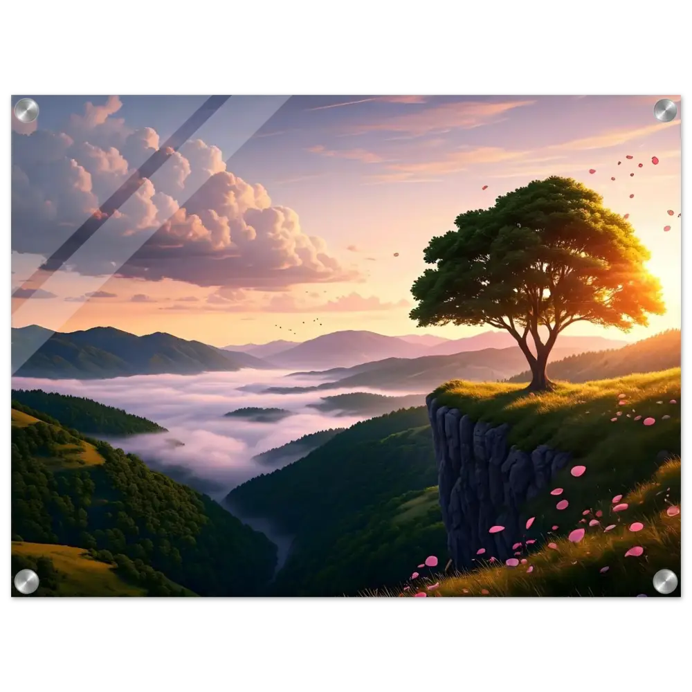 Framed landscape painting Acrylic Print The Edge of Dawn by PixiOnyx Crystal Lightscape