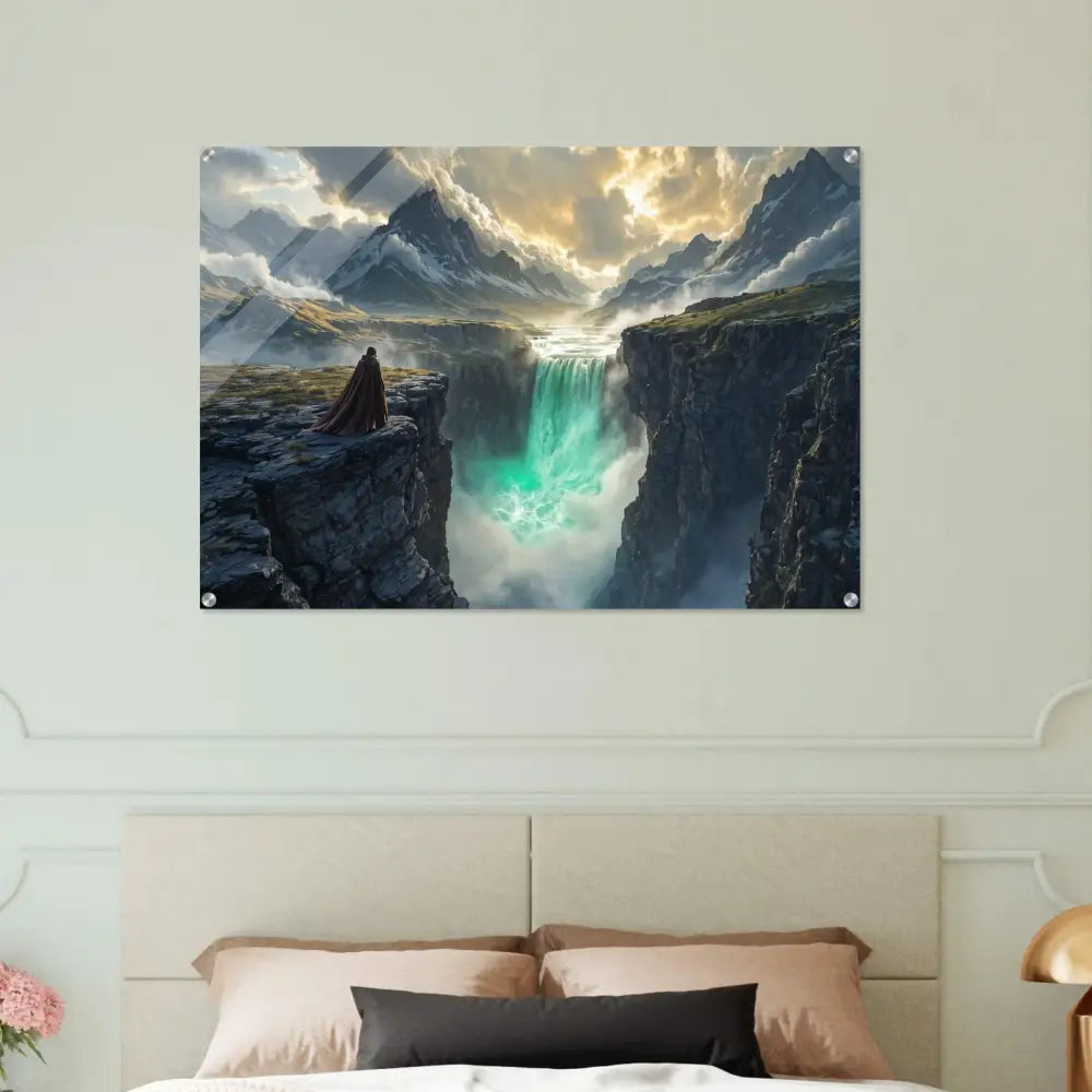 Acrylic Print of Waterfall Landscape Wall Art from PixiOnyx Crystalline Drop Edition
