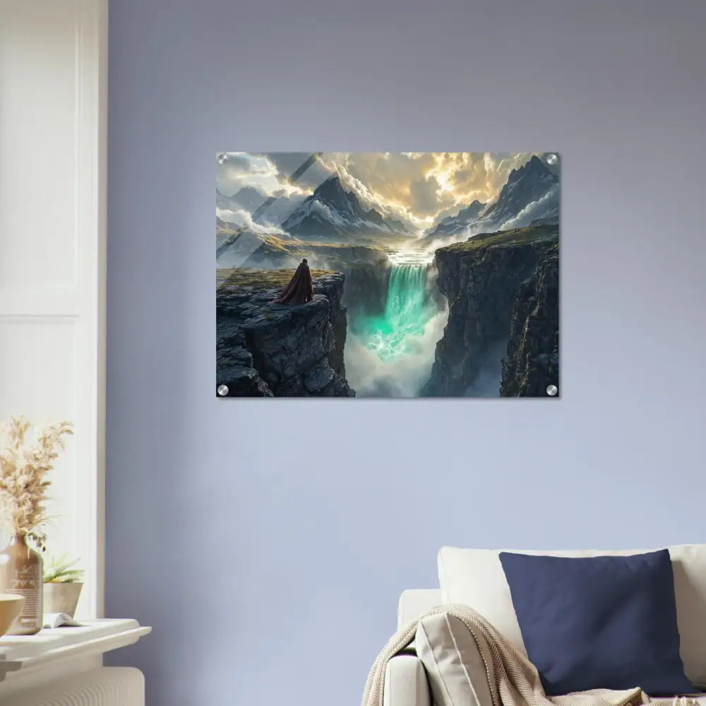 Acrylic print of Waterfall landscape wall art in PixiOnyx Crystalline Drop Edition