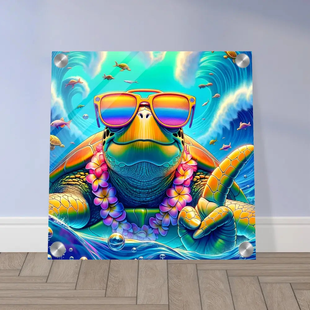 Vibrant turtle art print on Acrylic Print – Turtle-y Misunderstood Bro PixiOnyx Vibe Panel