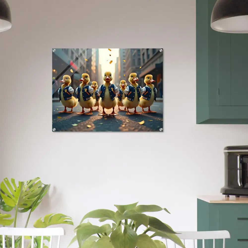 Framed duckling parade print on Acrylic Print Varsity Duck Squad PixiOnyx Surreal Statement Piece