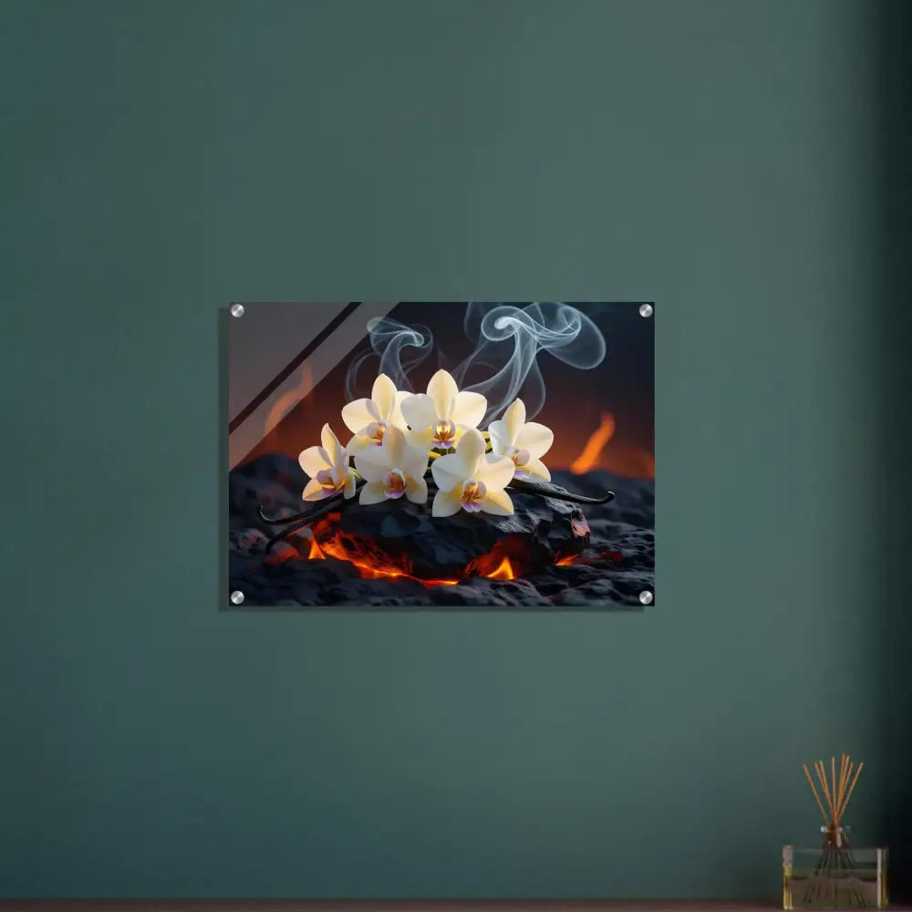 Wall-mounted floral acrylic art piece from PixiOnyx Crystal Botanical Flame collection