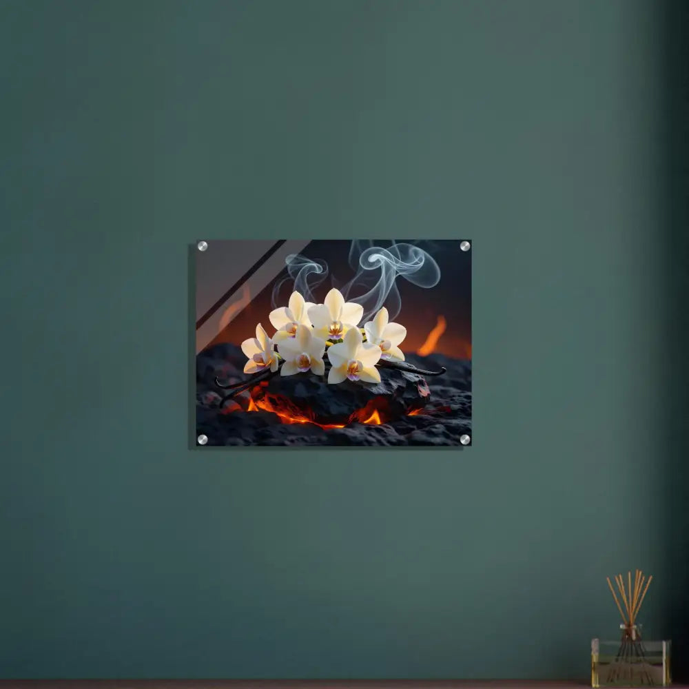 Orchid art print from PixiOnyx Crystal Botanical Flame acrylic wall decor