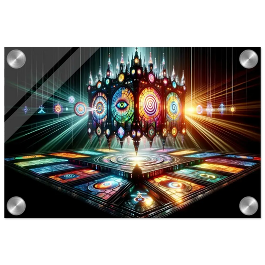 Colorful ornate stained-glass structure in Acrylic Vision Temple Crystal Light Panel