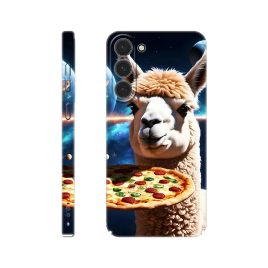 Alpaca Pizza Samsung Case with cosmic crust wrap and llama pizza design on the phone shell