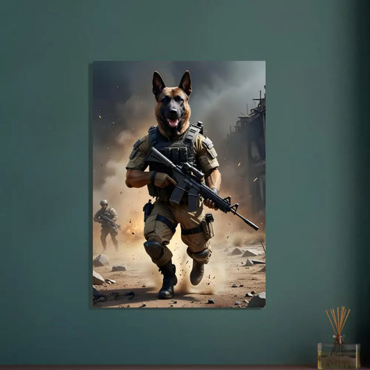 Anthropomorphic dog soldier tactical print on Aluminum Print Battlehound Vanguard PixiOnyx