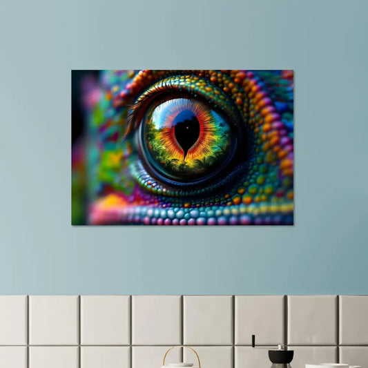 Colorful Chameleon Eye Artwork Aluminum Print Chameleons Prism PixiOnyx Hypnotic Gaze