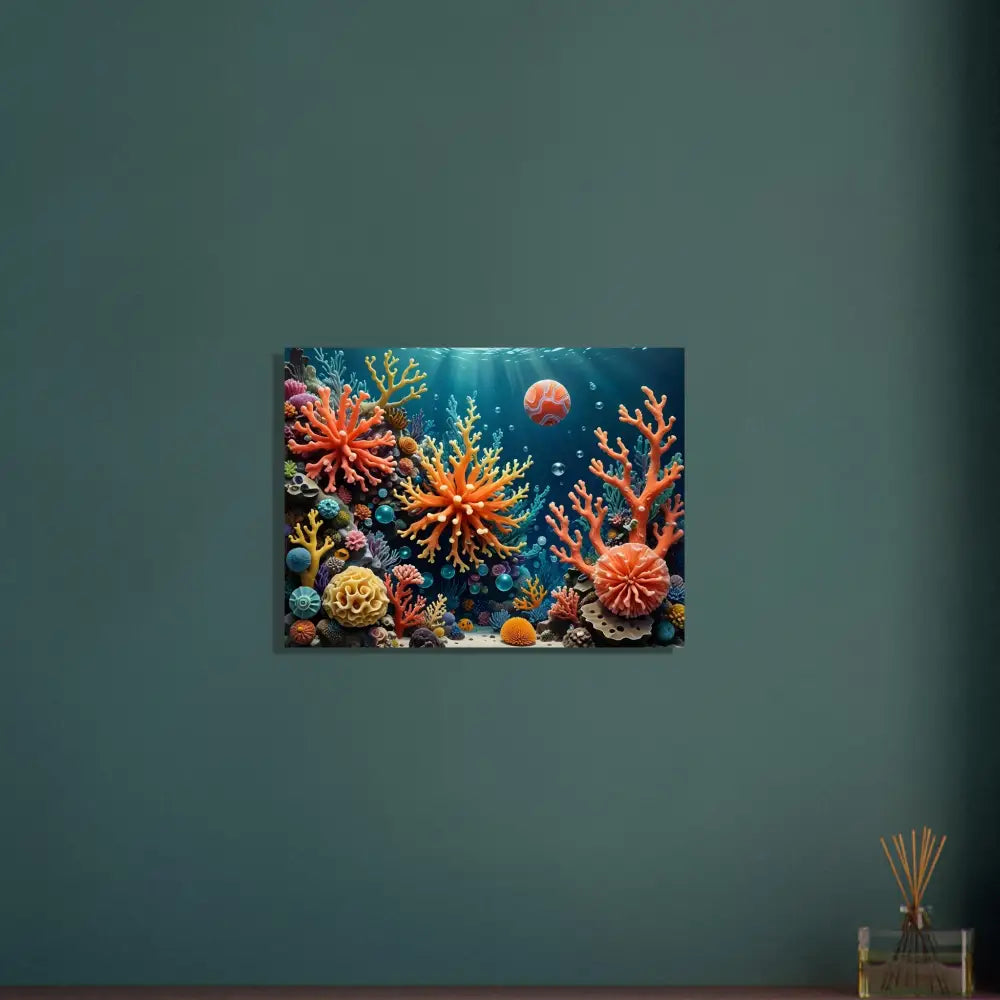 Colorful coral reef artwork on Aluminum Print Coral Reverie by PixiOnyx Undersea Dreamscape