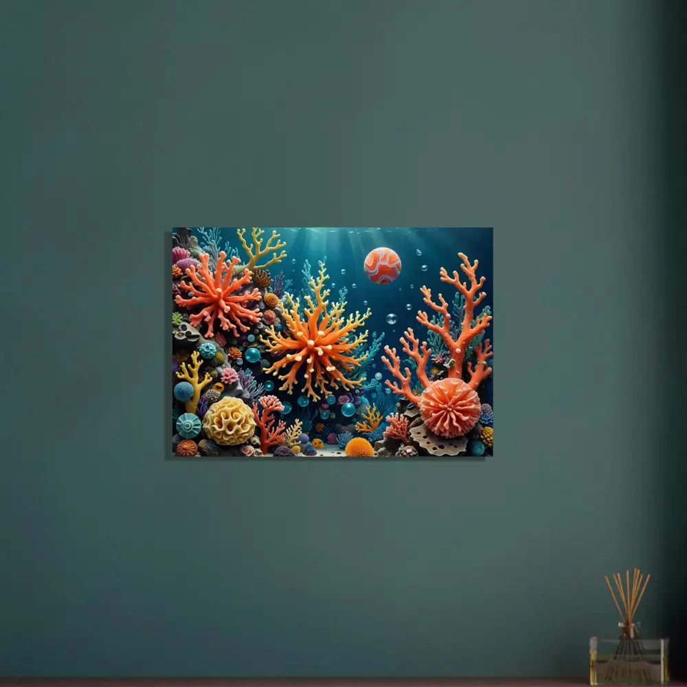 Colorful coral reef artwork Aluminum Print Coral Reverie PixiOnyx Undersea Dreamscape