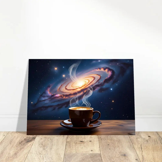 Coffee cup galaxy artwork on Aluminum Print Cosmic Brew PixiOnyx Dreamscape Metal