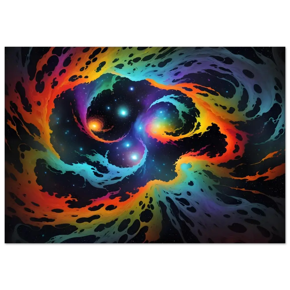 Colorful swirling nebula abstract art on Aluminum Print Cosmic Tides PixiOnyx Metal