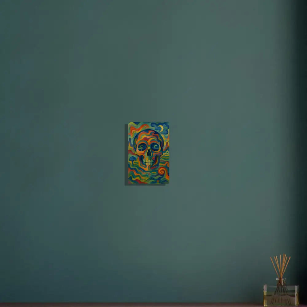Colorful skull painting aluminum print for psychedelic wall art display