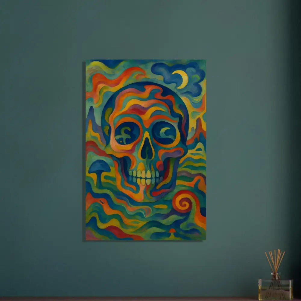 Colorful skull painting Aluminum Print Craniocolor PixiOnyx high-gloss psychedelic display