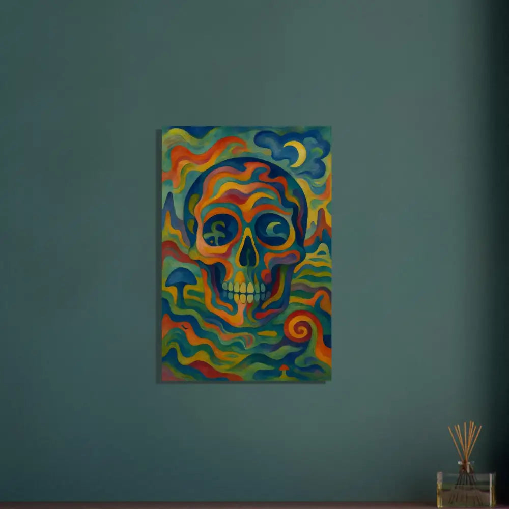 Colorful skull painting Aluminum Print Craniocolor PixiOnyx High-Gloss Psychedelic Display
