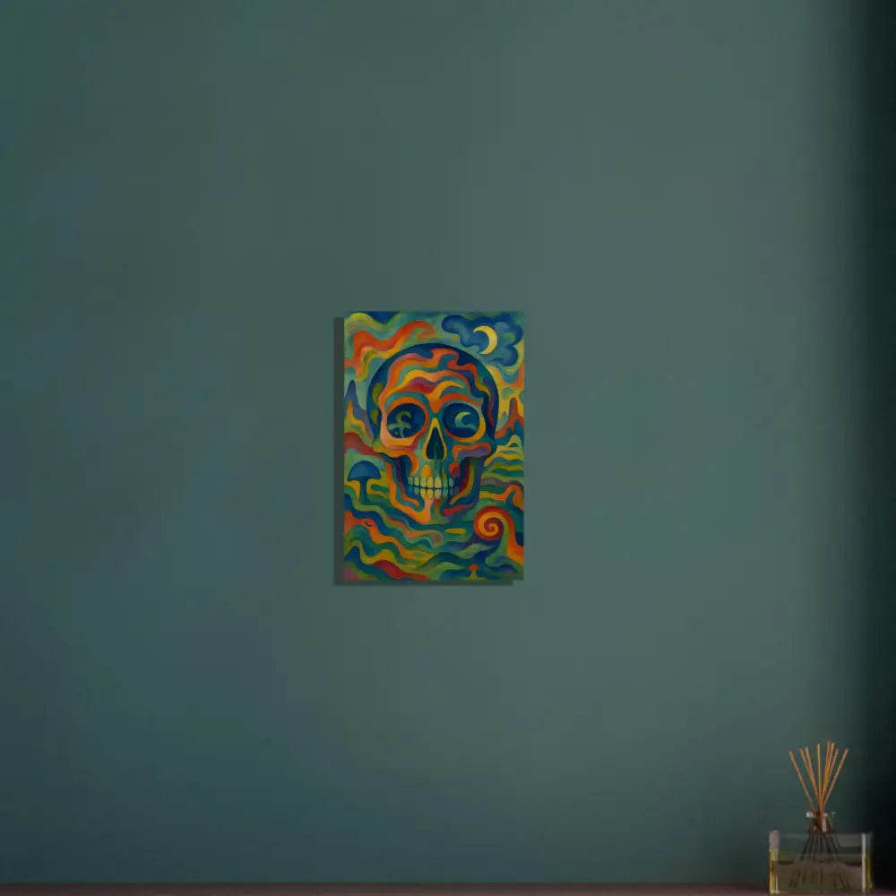 Colorful skull painting on high-gloss Aluminum Print Craniocolor by PixiOnyx