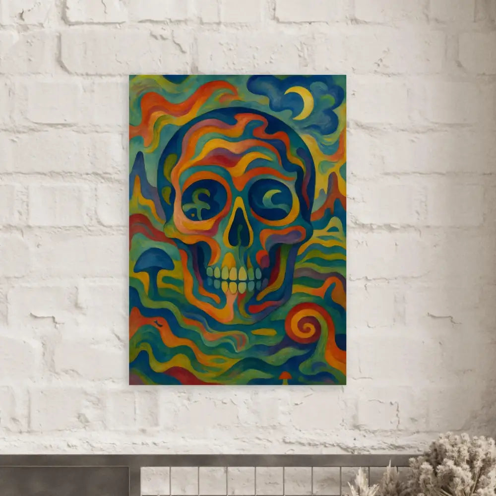 Psychedelic Skull Painting Aluminum Print Craniocolor PixiOnyx High-Gloss Display