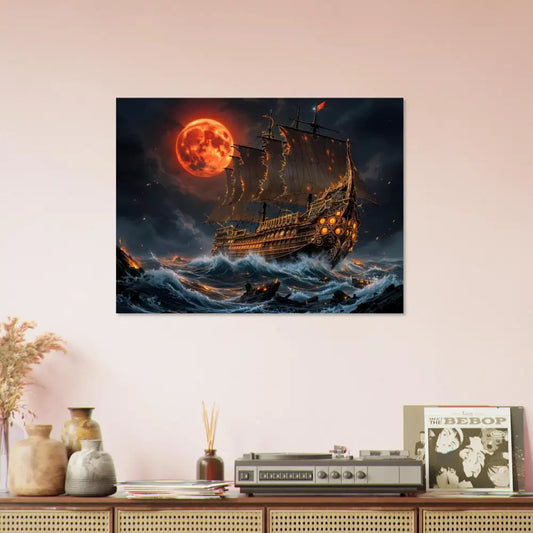 Aluminum Print Crimson Reign depicting spectral armada glows under the blood moon armada