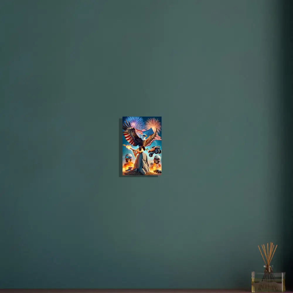 Patriotic eagle artwork on Aluminum Print from PixiOnyx Metallic Series titled Freedom Shreds Eternal