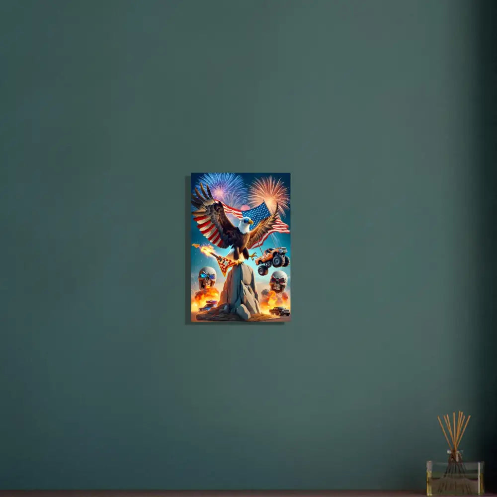 Patriotic eagle artwork Aluminum Print from PixiOnyx Metallic Series titled Freedom Shreds Eternal