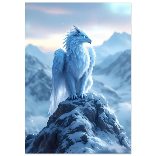 Aluminum Print of a Majestic White Griffin from Frostpeak Gryphon Fantasy Spectacle
