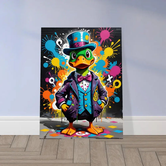 Colorful duck art print on Aluminum Print Gangster Duck Swagger PixiOnyx Urban Dreamscape