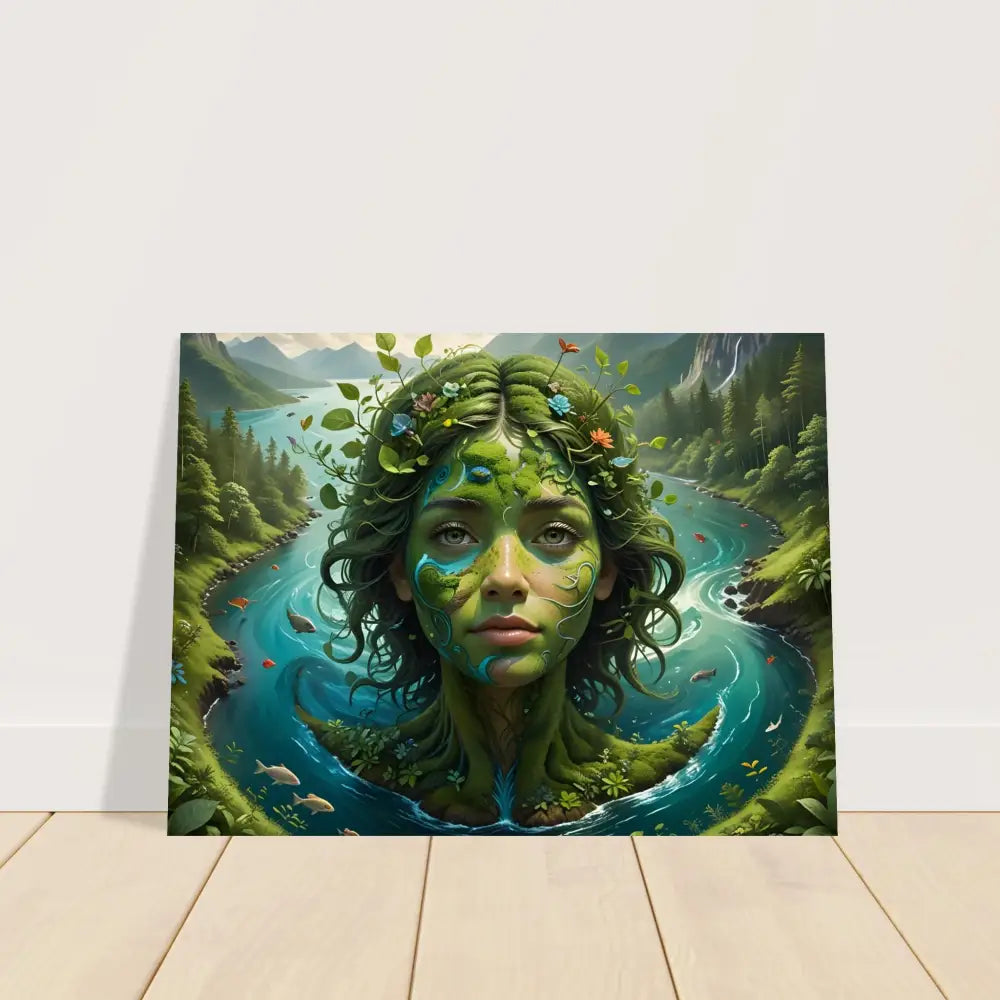 Nature-themed canvas print titled Green Goddess Aluminum Print by PixiOnyx Nature Dreamscape