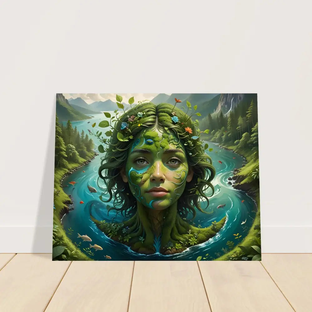 Aluminum print of Nature goddess artwork titled Green Goddess in PixiOnyx Nature Dreamscape collection